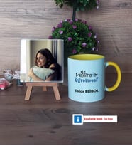 Matematik Öğretmeni Fotoğraflı Dekoratif Taş, Kupa Bardak Beyaz Hediye Matematik Öğretmenine Hediye (Model 7)
