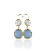 Kadir Jewellery 22 Ayar Altın Kaplama Kadın İnci Küpe -El İşçiliği Ve Hipoalerjenik Küpe (Gece Mavisi)