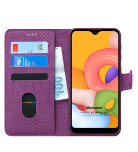 Samsung Galaxy A01 Kılıf Fabric Book Wallet (Mor)