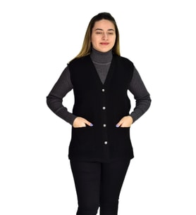 Kadın Cepli Triko Yelek BGL-ST03343 (Siyah)