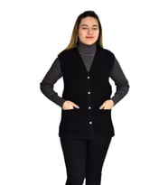Kadın Cepli Triko Yelek BGL-ST03343 (Siyah)