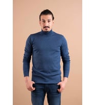 BRNG YARIM BALIKÇI SLİMFİT LİKRALI ERKEK KAZAK (İndigo)
