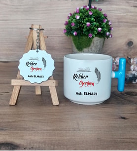 Rehber Öğretmeni Hediye Seti Kupa Bardak T Kulplu ve Anahtarlık Öğretmenler Günü Hediyesi Rehber Öğretmenine Hediye (Model 3)