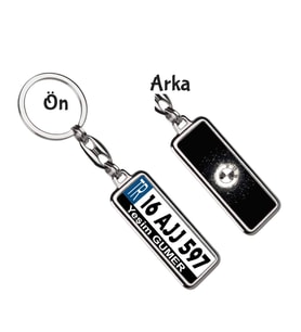 Kişiye Özel Bmw Neon Lights Beyaz Logo Tema Plaka Anahtarlık (Gümüş)