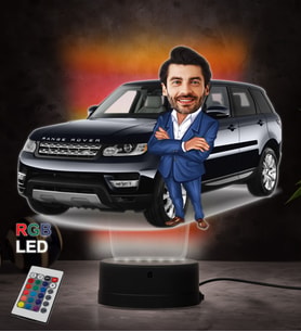 Doğum Günü Hediyesi,Sevgiliye Hediye, Kişiye Özel Fotoğraflı Range Rover Karikatür 3D Led Lamba (RGB)