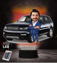 Doğum Günü Hediyesi,Sevgiliye Hediye, Kişiye Özel Fotoğraflı Range Rover Karikatür 3D Led Lamba (RGB)