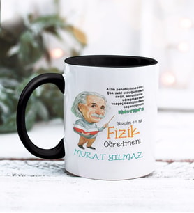 Fizik Öğretmeni Tasarımlı Kişiye Özel Kupa Bardak (Siyah)