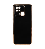Xiaomi Redmi 10C Kılıf Kenarları Gold Kamera Korumalı Renkli Pastel Silikon Su Yeşil BARK (Siyah)