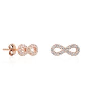 Beyaz Taşlı Sonsuzluk  Küpe (Rose - Gold)