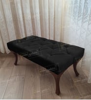 apitoneli Ayak Ucu Kapı Önü Antre Bench Puf Ceviz Ayak (120*45) (Siyah)