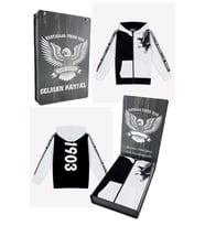 Beşiktaş Lisanslı Kartal Baskılı Kapüşonlu Çocuk Sweat Kişiye Özel Ahşap Kutulu (Beyaz)