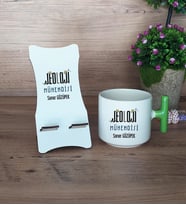 Jeoloji Mühendisi Hediye Sepeti Kupa Bardak T Kulplu ve Ahşap Telefon Standı Mühendisler Günü Hediyesi (Model 8)