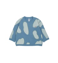 Omzu Çıtçıtlı Bulut Baskılı Sweatshirt (Mavi)