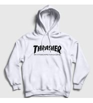 Presmono Unisex Gri Logo V5 Thrasher Kapüşonlu Sweatshirt 279347tt (Beyaz)
