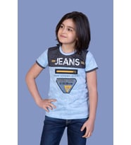 Toontoy Erkek Çocuk Jeans Baskı Tişört (Mavi)
