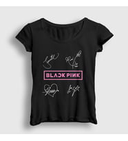 Presmono Kadın Beyaz Signs Blackpink T-Shirt 19650tt (Siyah)