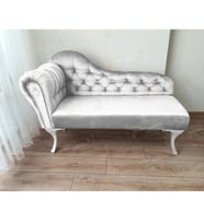 Dekoratif Bihter Koltuk Josefin Puf 130 cm Beyaz Ayak (Gri)