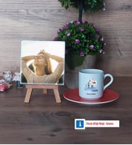 İnsan Kaynakları Uzmanı Fotoğraflı Dekoratif Taş, Ahşap Altlıklı Türk Kahvesi Fincanı Hediye (Model 8)