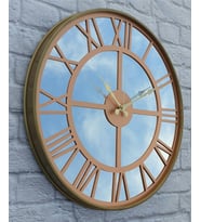Markakanvas Metal Kasa AYNALI Duvar Saati  ( Çap 50 cm -Çap 80 cm ) (Bakır)