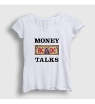 Presmono Kadın Sarı Money Talks AC/DC T-Shirt 336828tt (Beyaz)