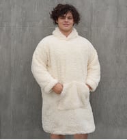 Welsoft Peluş Polar Giyilebilir Battaniye Pijama (Krem)