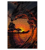 Cakapuzzle Denizde Dalga Gün Batımı Puzzle Yapboz MDF (Ahşap) (1000 Parça)