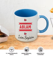 Abla Temalı Kişiye Özel İsim ve Fotoğraf Baskılı Kupa Bardak No:002 (Mavi)