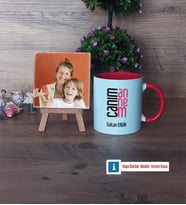 Anneye Hediye Fotoğraflı Dekoratif Taş, Kupa Bardak Beyaz Hediye (Model 2)