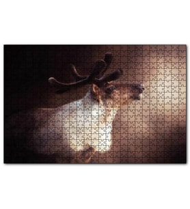Cakapuzzle Beyaz Kahve Rengi Geyik Görseli  Puzzle Yapboz MDF (Ahşap) (255 Parça)
