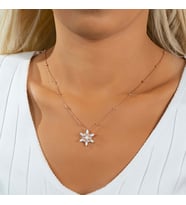 Rüzgar Çiçeği Model Toplu Opal Gümüş Kolye (Rose)
