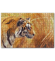 Cakapuzzle Sarı Otların Arasındaki Kaplan  Puzzle Yapboz MDF (Ahşap) (255 Parça)