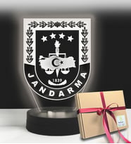 Kişiye Özel Jandarma Logolu Hediye Led Lamba (Beyaz)