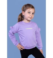 Toontoy Kız Çocuk Kolları Fırfır Detaylı Nakışlı Sweatshirt (Lila)