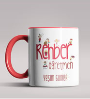 Kişiye Özel Rehber Öğretmen Tasarımlı Siyah Renk Kupa Bardak 3 (Kırmızı)