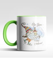 Kişiye Özel Gnome Patenli Cüce Tasarımlı Siyah Kupa (Yeşil)