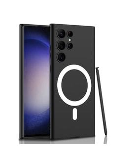 Galaxy S23 Ultra Kılıf Wireless Şarj Özellikli Zore Kıpta Magsafe Silikon Kılıf (Siyah)