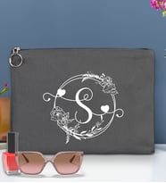 BK Gift Kişiye Özel Harfli Astarlı Portföy Çanta 30x21cm(12 Renk Seçeneği), Baskılı El Çantası, Organizer Çanta (Antrasit)