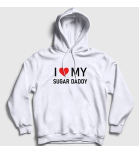 Presmono Unisex Beyaz I Love My Sugar Daddy Kapüşonlu Sweatshirt 427843tt (Beyaz)