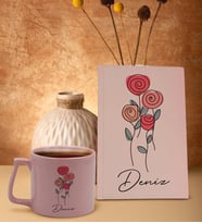 BK Gift Kişiye Özel İsimli Pembe Sert Kapaklı Defter ve Middle Kupa Seti, Arkadaşa Hediye, Yeni İş Hediyesi, Doğum Günü Hediyesi-1 (Model 11)
