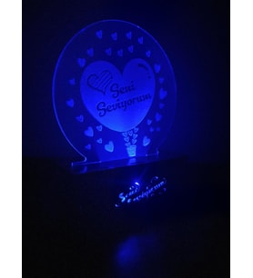 Seni Seviyorum Yazılı Sevgiliye Hediye, KİŞİYE ÖZEL Fotoğraflı 3D Led Lamba (Mavi)