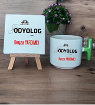 Odyolog Hediye Seti Kupa Bardak T Kulplu ve Dekoratif Taş Tıp Bayramı Hediyesi (Model 8)
