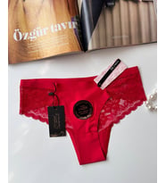 Orijinal Lazer Kesim Üstün Kalite Spandex Invisible Dikişsiz Dantelli Slip/Tanga - 2800 (Kırmızı)