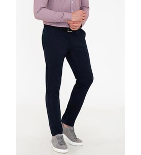 Yazı Armür Klasik Kesim Erkek Keten Pantolon (Lacivert)