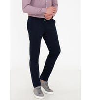 Yazı Armür Klasik Kesim Erkek Keten Pantolon (Lacivert)
