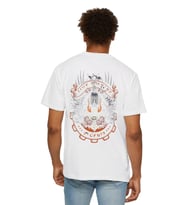 Erkek Motorcu Kurukafa Baskılı  Siyah Oversize T-shirt (Beyaz)