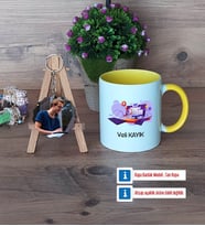 Bilgisayar Mühendisi Kupa Bardak Beyaz ve Fotoğraflı Ahşap Anahtarlık Hediye (Model 7)