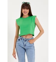Kadın Regular Fit Crop Tişort SPR22TSK128 (Yeşil)