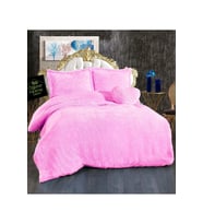Çift Kişiliki Peluş Nevresim Seti (Pembe)