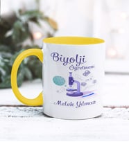 Biyoloji Öğretmeni Tasarımlı Kişiye Özel Kupa Bardak (Sarı)