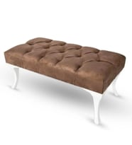 120 Cm Kapitoneli Ayak Ucu Kapı Önü Antre Bench Puf (Kahverengi)